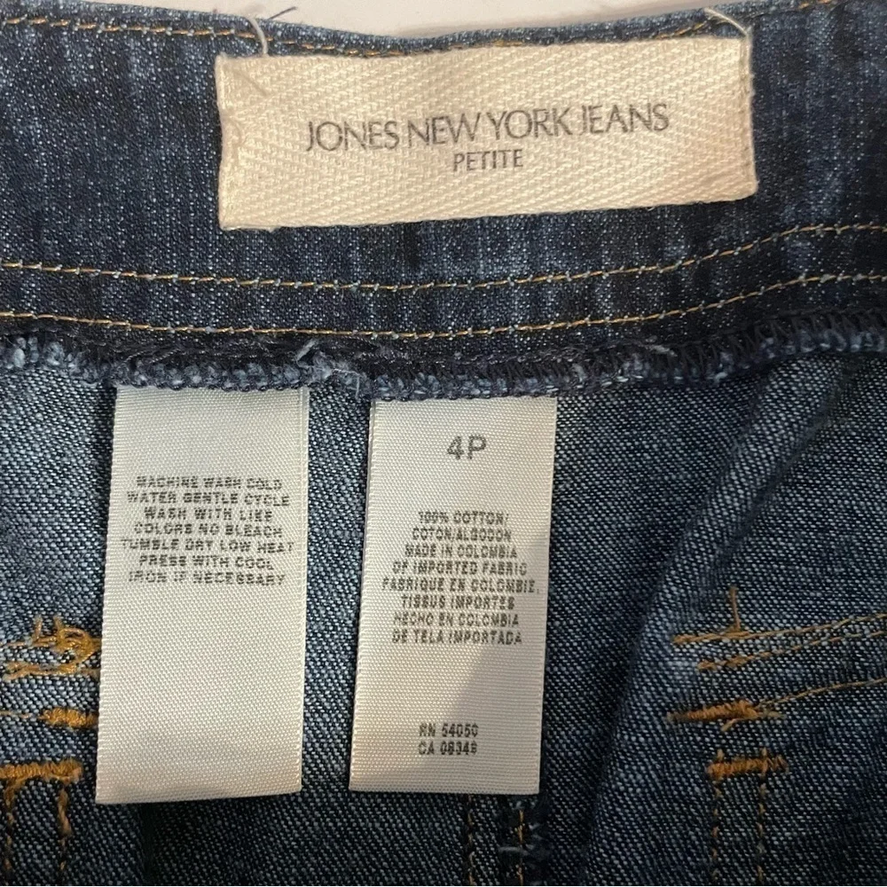 Jones New York A Line Midi Dark Blue Jean Denim Knee Skirt Size 4
